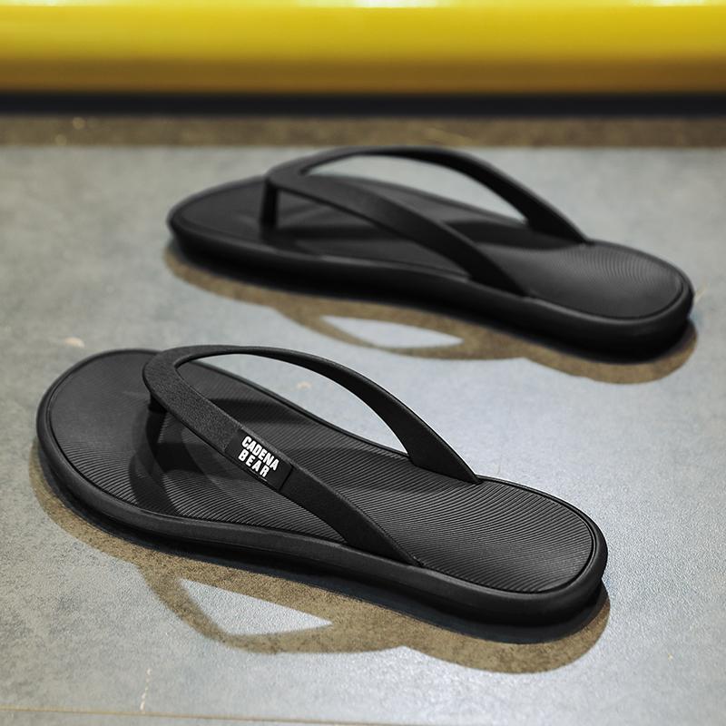 Trendy Black Flip Flops for Men In Wear Simple N-slip Soft Sole Clip Foot-slip Fashiable and Versatile Beach Sand2026