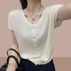 Summer Knitwear V-neck Short Sleeved T-shirt Women's Loose Women's Top