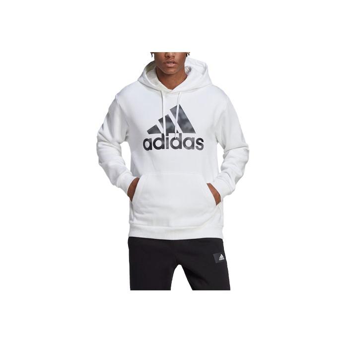 Adidas Essentials Camo Print Hoodie With Letter Logo Casual Loose Fit Men Hoodie White HL6932
