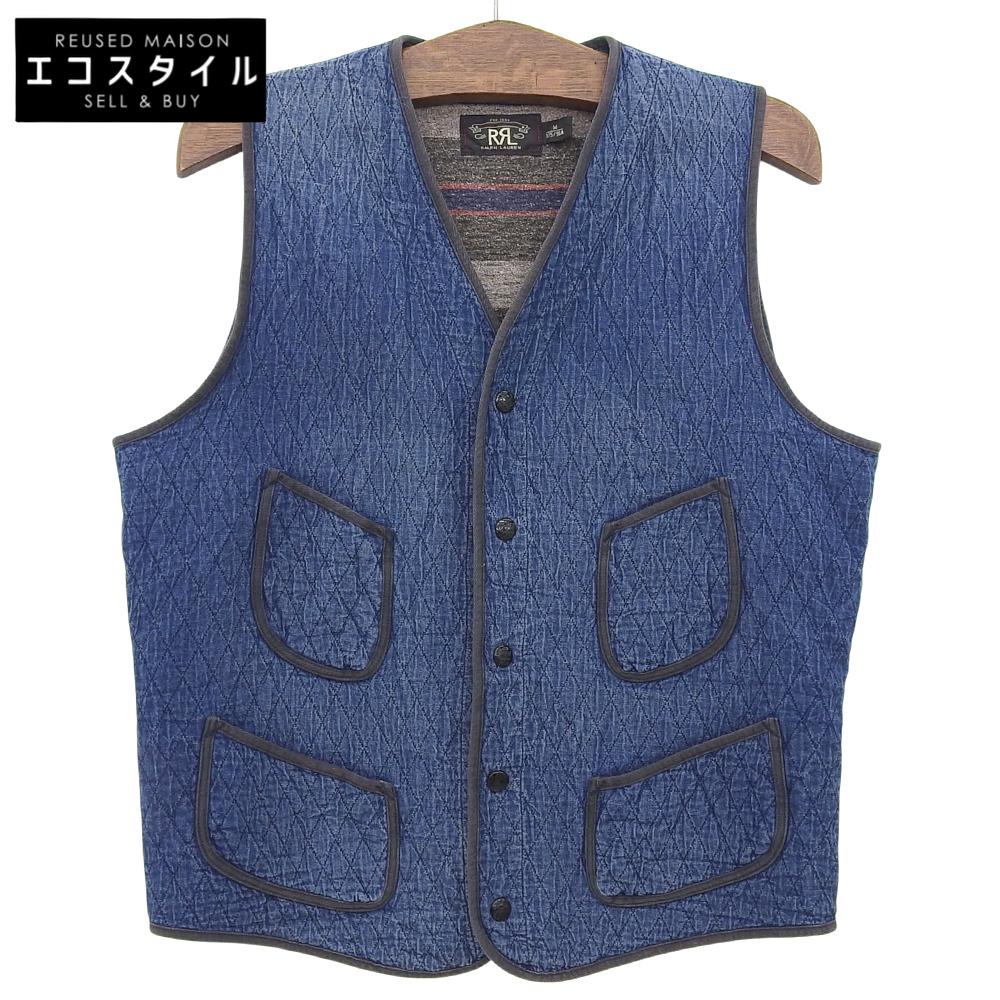 RRL Indigo Dyed Diamond Quilted Vest, Men's, Blue, Size M Best M blueUsed