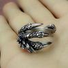 Adjustable Opening Retro Dragon Claw Ring Tibetan Eagle Animal Ring Men's and Women's Motorcycle Style Men's Niche Ring