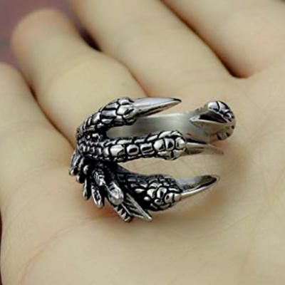 Adjustable Opening Retro Dragon Claw Ring Tibetan Eagle Animal Ring Men's and Women's Motorcycle Style Men's Niche Ring