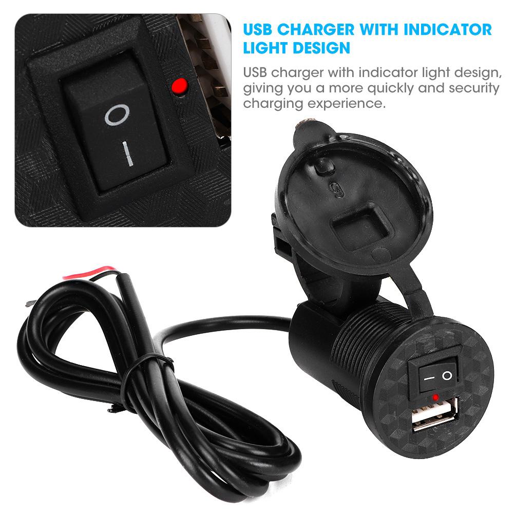 DC12V 24V Motorcycle USB Port Power Charger Socket Outlet with LED+Switch(DC12 24V )