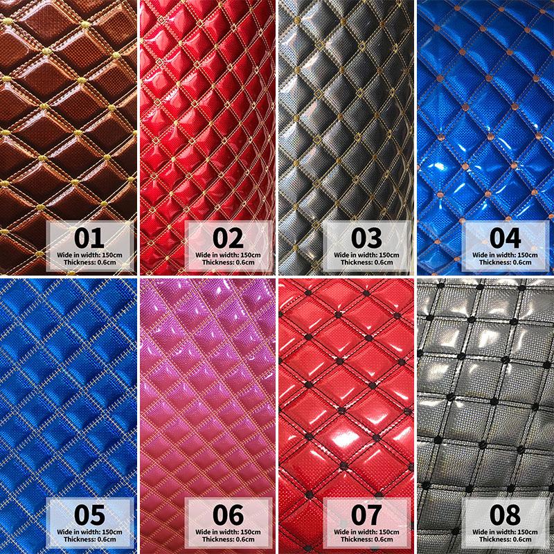Embroidered Thick Sponge Artificial PU Leather Fabric For Upholstery Furniture Car Floor Background Door Decor Faux Leather