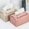 PU Leather Tissue Box Rectangular Paper Towel Container Elegant Tissues Storage Box Refillable Napkin Dispenser Rack