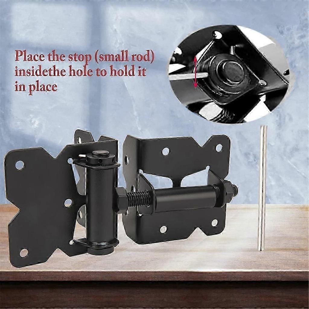 Heavy Duty Self Closing Gate Hinges for Wooden Fences Gates, 90 Degree Adjustable Gate Door Hinges Hardware Kit 2 Pack