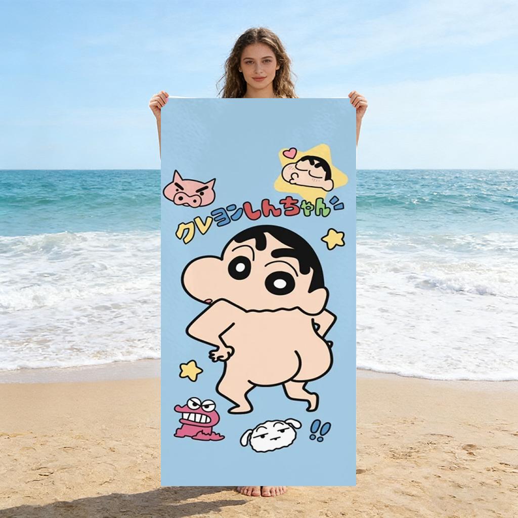 Shin-chan Japanese Animation Beach Towel Quick-drying Suitable for Beach Gym Yoga Pool Summer Funny Gift for Friends And Family