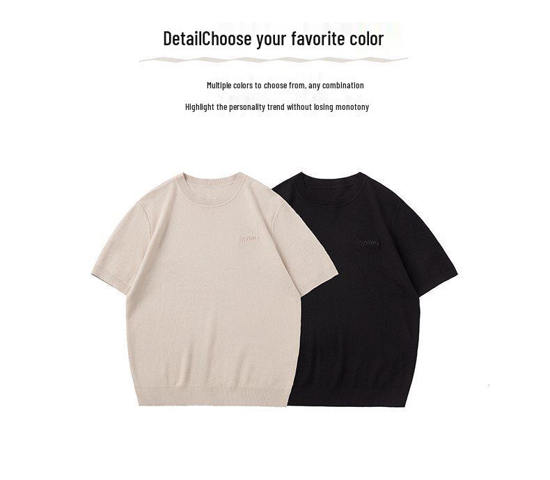 2026 Japanese Style Men's Knit Short Sleeve Summer Top - Loose Fit, Trendy and Versatile.