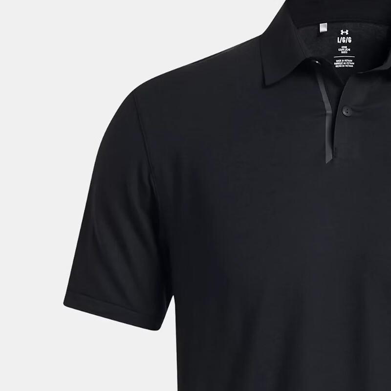 Under Armour Solid Color Casual Short Sleeve Polo Shirt Men Tops Black 1385128-001