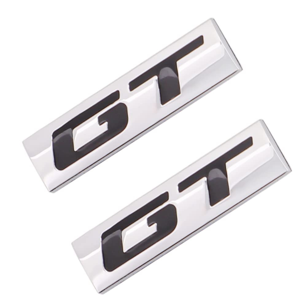 2 Pieces GT Emblem 3D Metal Sticker Suitable for Cars,