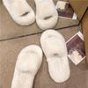 Internet Celebrity One-word Fluffy Slippers Women 2025 Autumn and Winter New Popular Versatile Thick Bottom Heightening Plush Cotton Drag Outside Wear
