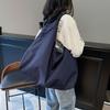 Chic Nylon Tote Bag Multi-zippered Pocket Shoulder Bag Large Simple Solid Color Underarm Bag For Student Work, Everyday Use