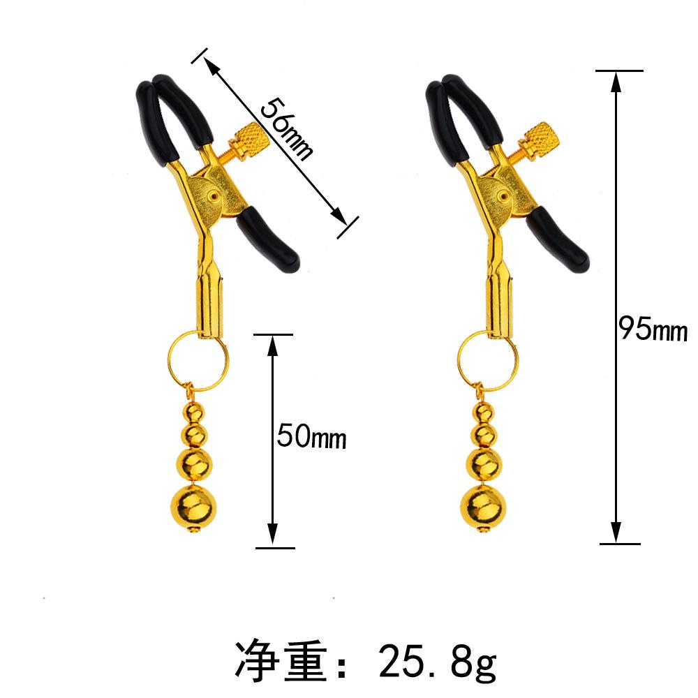 Adult Sex Toys V Clip Golden Ancient Bell Golden Column Mei Mei Clip Metal Nipple Stimulation Toys SM