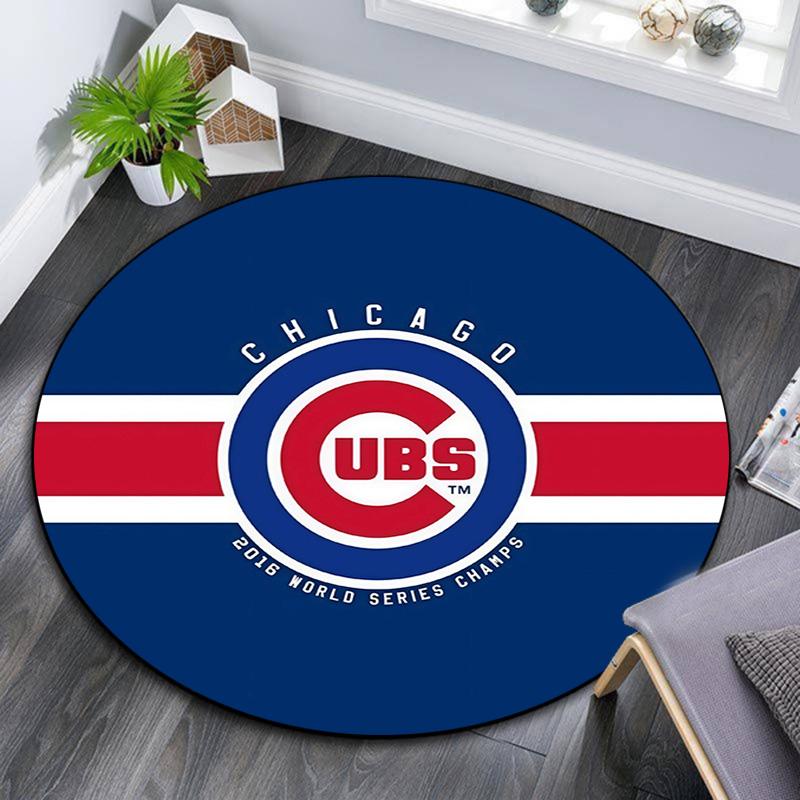 Chicago Cubs Round Area Rug,Carpet Rug for Living Room Bedroom Sofa Playroom Decor,Non-slip Floor Mat