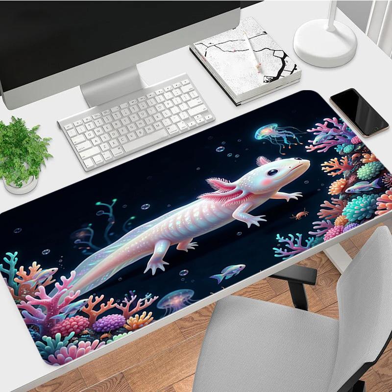 Axolotl Ocean Xl Gaming Mouse Pad Nonslip Rubber Base Stitched Edge Waterproof Desk Mat For Pc Laptop Gamer Office Computer Accessories C92728