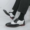 New Men's Designer Black With White Mixed Wedding Oxford Brogues Shoes Gentleman Flats Dress Homecoming Footwear Zapatos Hombre