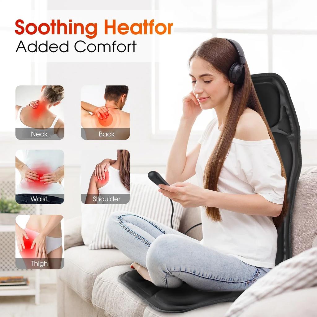 2025 Electric Back Massager Infrared Full-Body Massage Chair Cushion Heating Vibrator Car Home Office Lumbar Neck Mattress Mat