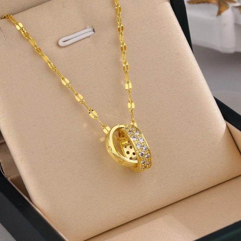 Fashion Geometric Pendant Necklace for Women Stainless Steel Lightweight Style 2