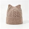 Women S Cat Ear Knit Beanie Warm Soft Twisted Wool Hat Cute Casual