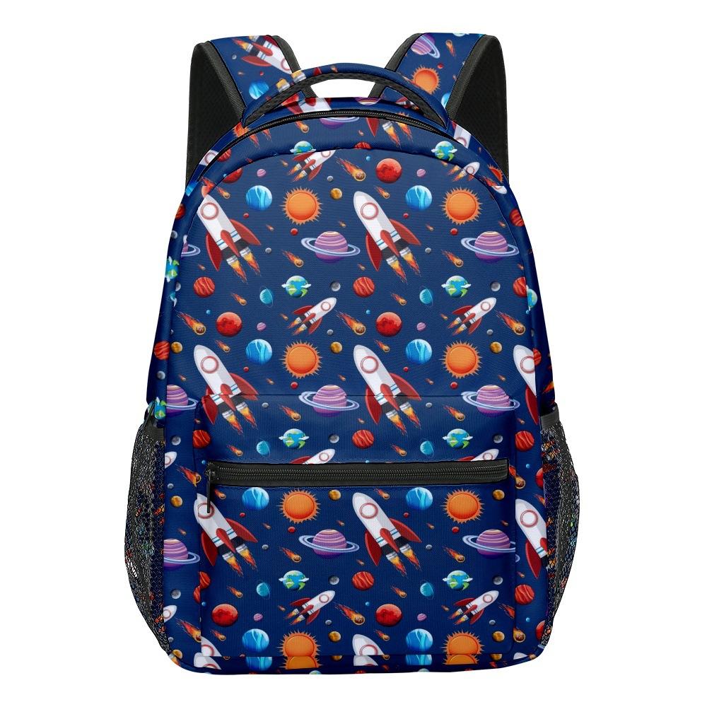 Kpop Youthful School Bags Unisex Space Rocket Spacecraft Travel Bags 3D Print Oxford Waterproof Notebook Shoulder Backpacks