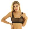 S-4XL Ladies See Through Mesh Bralette Deep V Neck Sleeveless Vest Crop Top for Bedroom