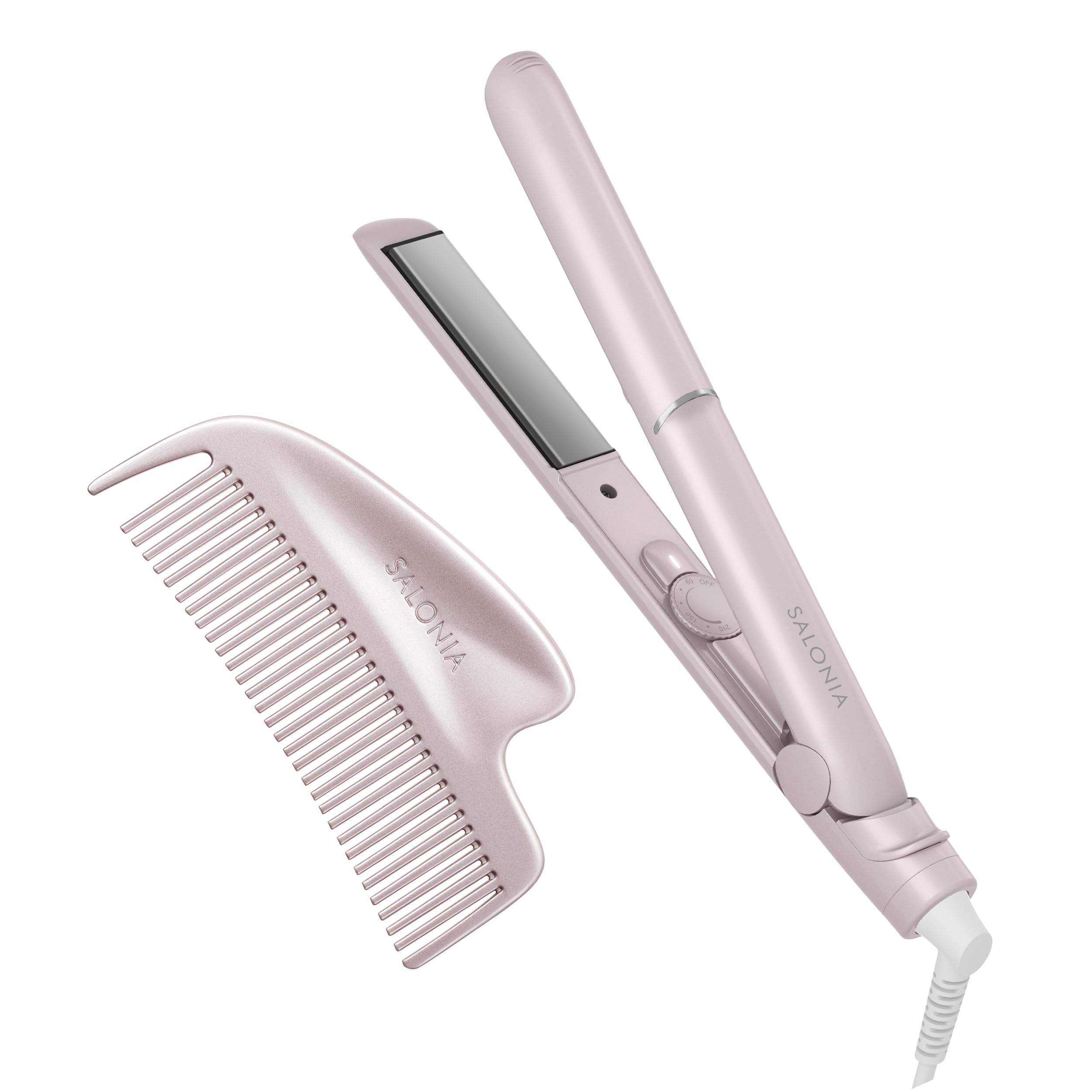 

SALONIA Glossy Care Выпрямитель с металлической гуаша для волос Волосы Волосы Международный Красивый Блестящий Розовый Утюжок, 24 мм, Расческа, Утюжок, Расческа, Щетка, Совместимый, розовый