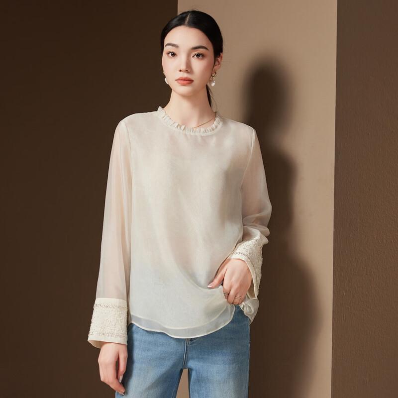 Women s Lace Patchwork Scalloped Collar Blouse XL