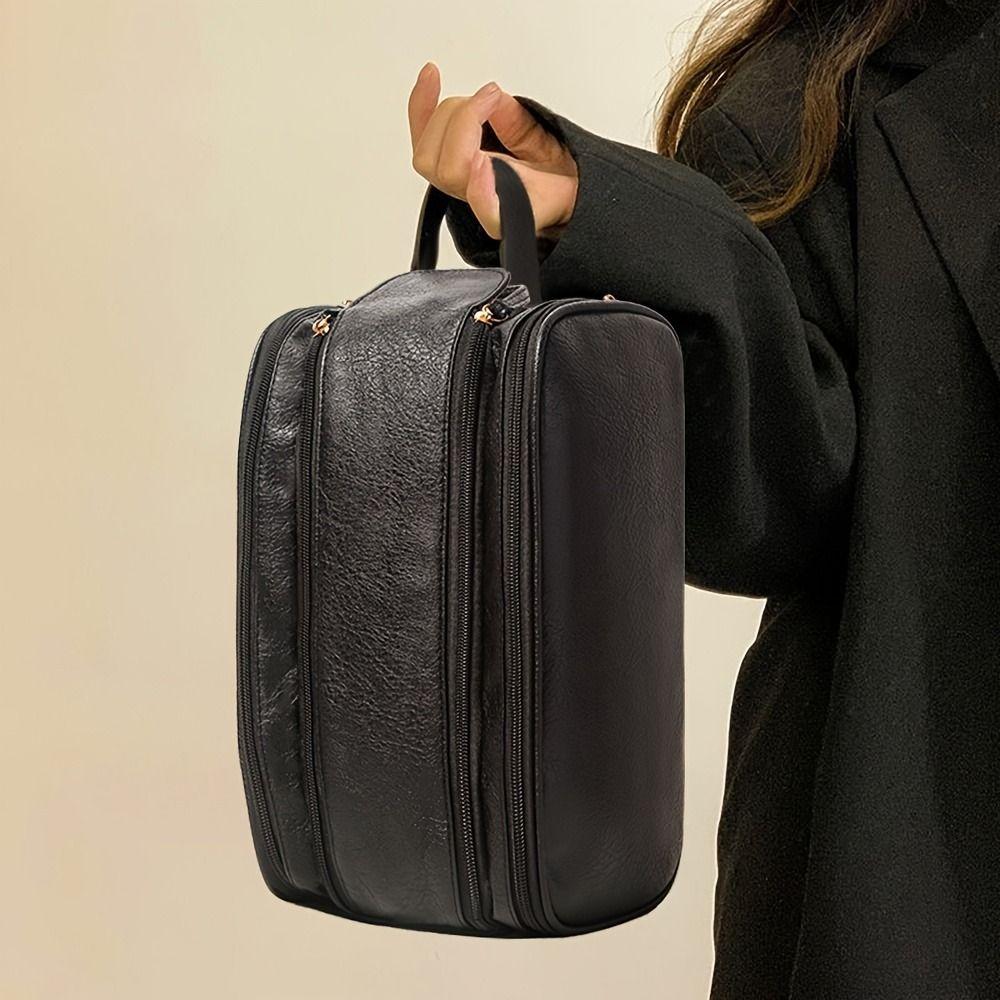 Luxurious Makeup Bag Large Capacity Leather Wash Bag Portable Travel Cosmetics Bag Girls