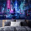 Cyberpunk Night Street Scene Large Background Tapestry Wall Hanging for Bedroom Dorm Decor Live Stream Internet Celeb Theme