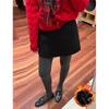 Women's Gray Wool Blend High Waist A-Line Short Skirt - Slimming Petite Plus, Thick Hip Wrap for Spring, Autumn, Winter 2026