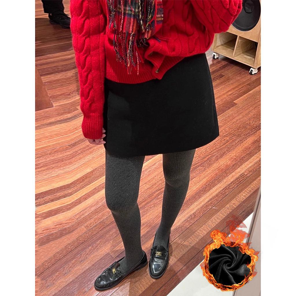 Women's Gray Wool Blend High Waist A-Line Short Skirt - Slimming Petite Plus, Thick Hip Wrap for Spring, Autumn, Winter 2026