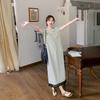 Halter Striped T-shirt Dress Women's Summer New Design Sense Casual Split Long Dress Tide