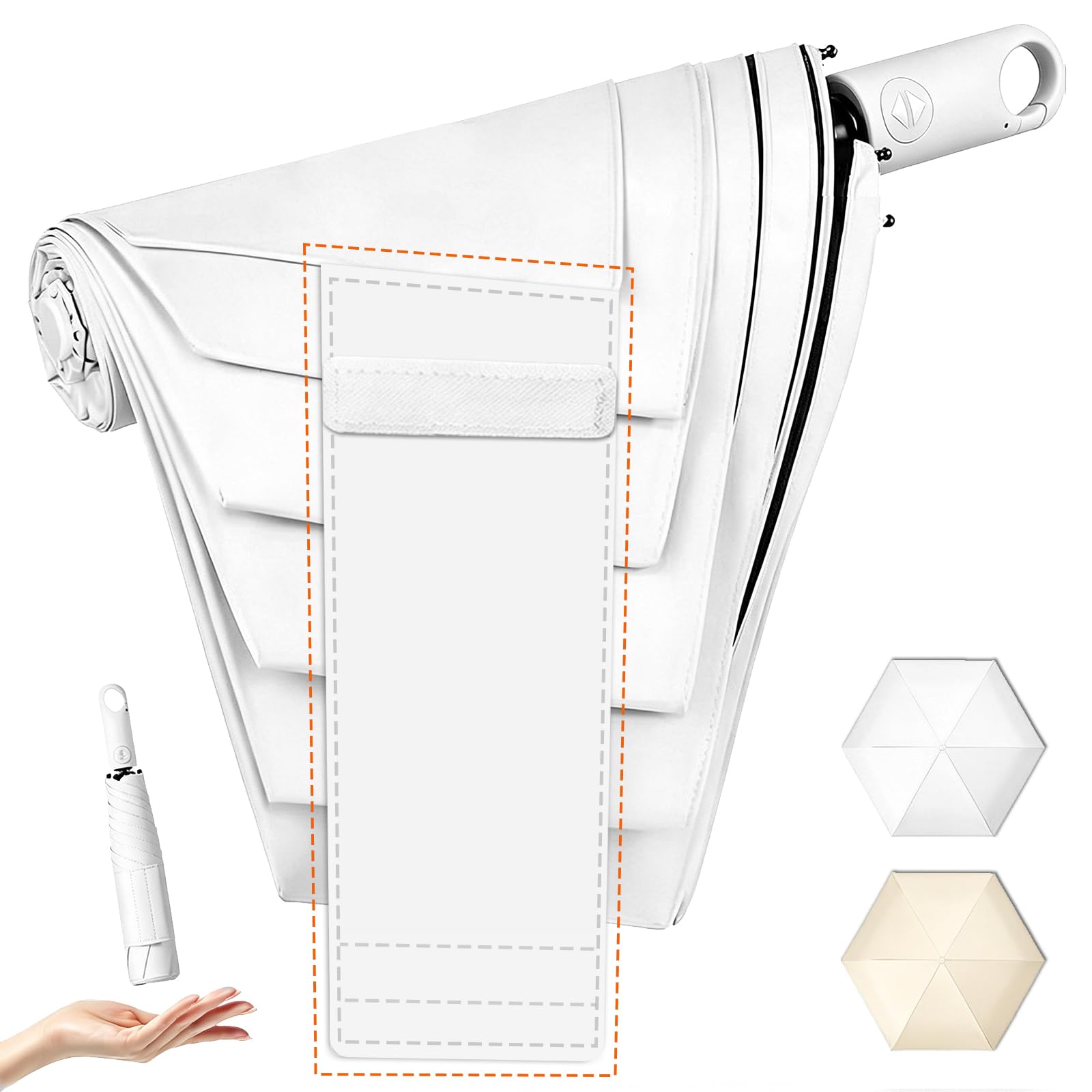 

Folding Parasol 2026 Latest Shape UV Heat Automatic 106cm Arc Suitable for Sunny and Rainy Ring Sunburn Heatstroke Day [JIS Certified, Model, Memory] білий