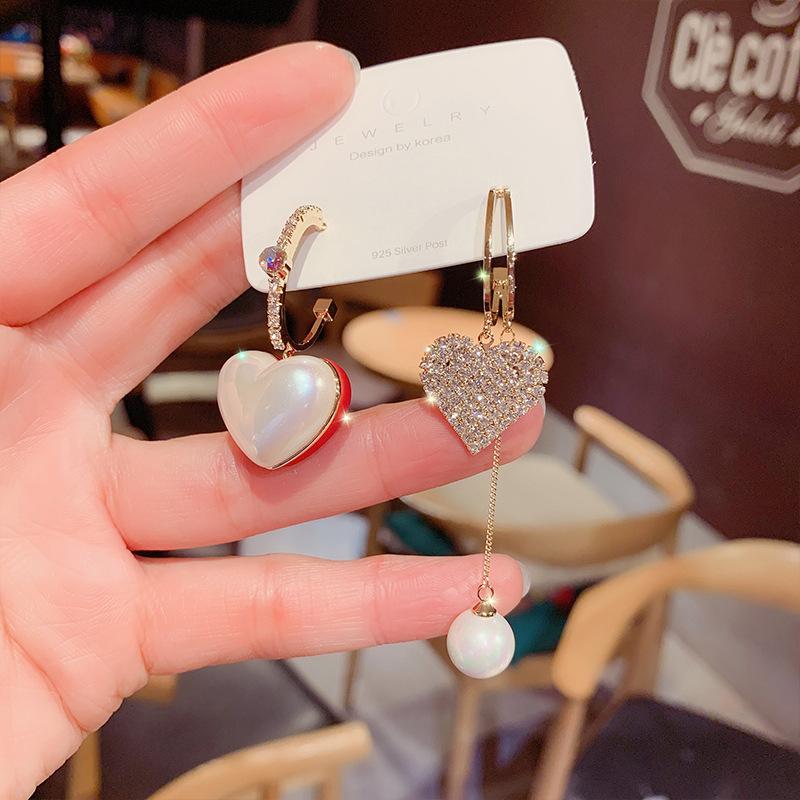 New Korean Elegant Imitation Pearl Drop Earrings for Women Shiny Rhinestone Exquisite Earring Wedding Party Jewelry Gifts