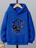 Patterned music-themed headphones, sporty and casual; stylish long-sleeved hoodie, boys' autumn/winter new sweatshirt.