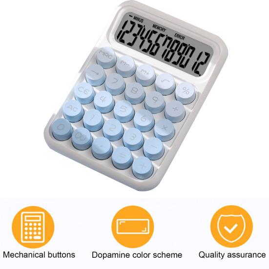 Mechanical Calculator with Large LCD Display Vintage Gradient Color 12-digit Desktop Calculator for Home Office