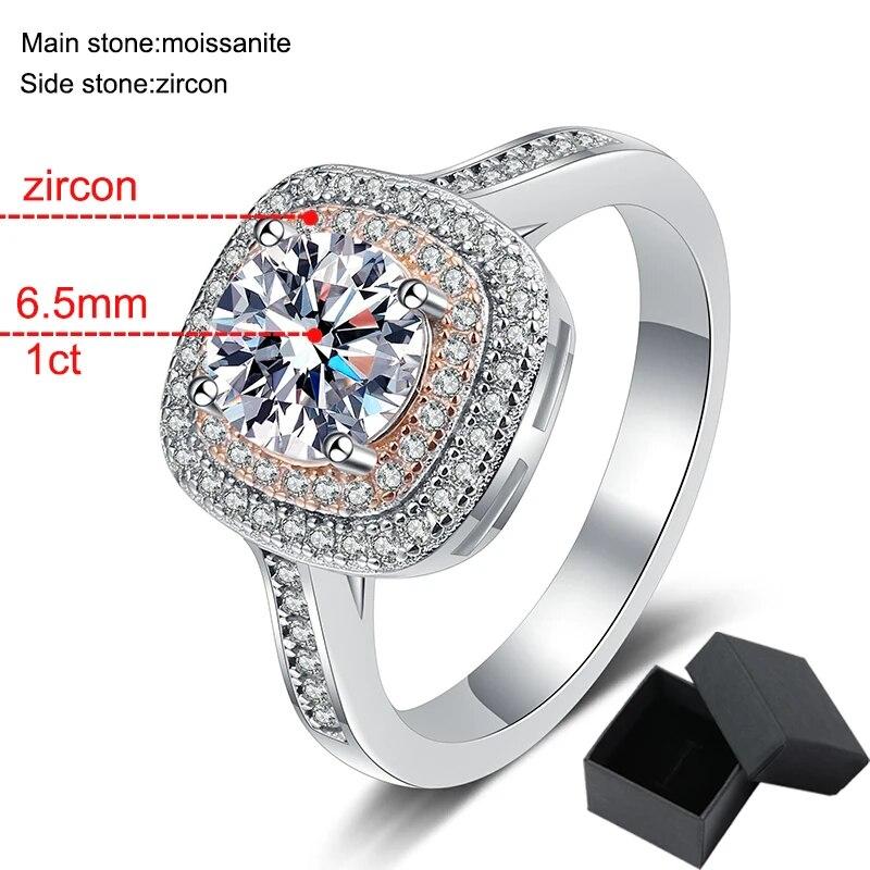 Bagues en Moissanite véritable pour femmes, couleur D, 100%, carré, bracelet de mariage de luxe, en argent Sterling 100% S925, GRA