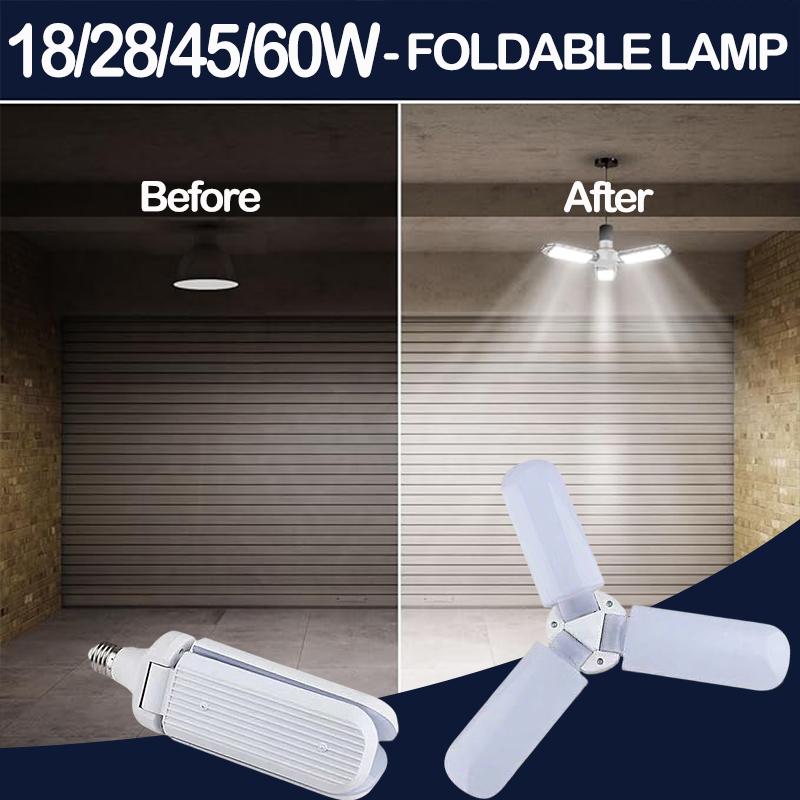 LED Bulb E27 220V Industrial Adjustable Foldable Fan Blade Light SMD2835 Home Decor Lamp Workshop Garage Lighting 30W 45W 60W