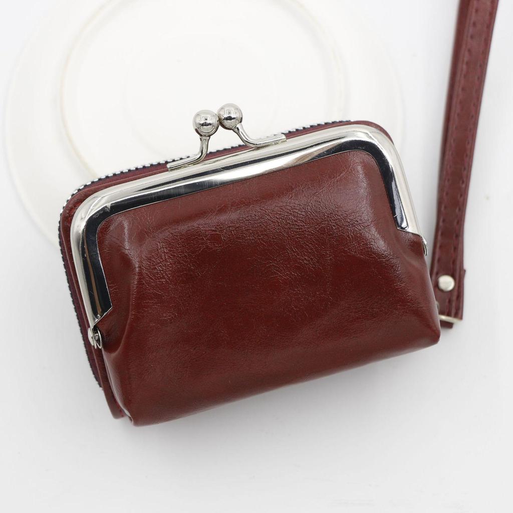 Retro PU Leather Women's Wallet with Coin and Card Holder, Buckle Closure, and Multi-Card Slots