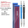 Black Tech Multi-Color 2.0mm Automatic Graphite Pencil with Replaceable Lead - No Sharpening Needed, Ideal for Drawing & Engineering