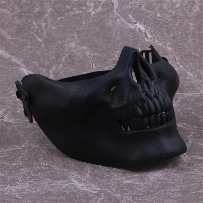 Totenkopfmaske Horror Halbgesichts-Skelettmaske für Halloween Karnevalsparty Jagdspiel CS Cosplay Requisiten Totenkopf-förmiger Gesichtsschutz