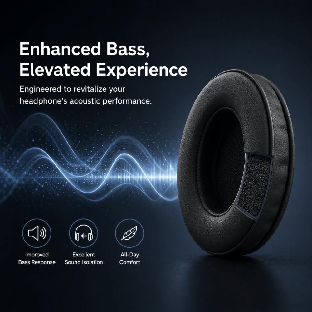 2PCS Soft and Comfortable Noise Isolation Ear Cushions Leather Ear Covers Headphone Repair 100mm