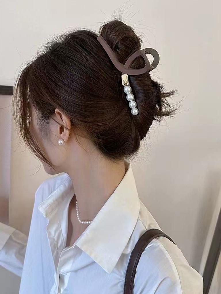 1 Stück matte Perle Metall Haarspange, Hinterkopf Premium-Sinn große Klammer nahtlose Haiklammer, geeignet für den täglichen Gebrauch