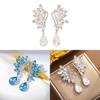 Water Crystal Drop Earrings With Flower Design For Elegant Weddings