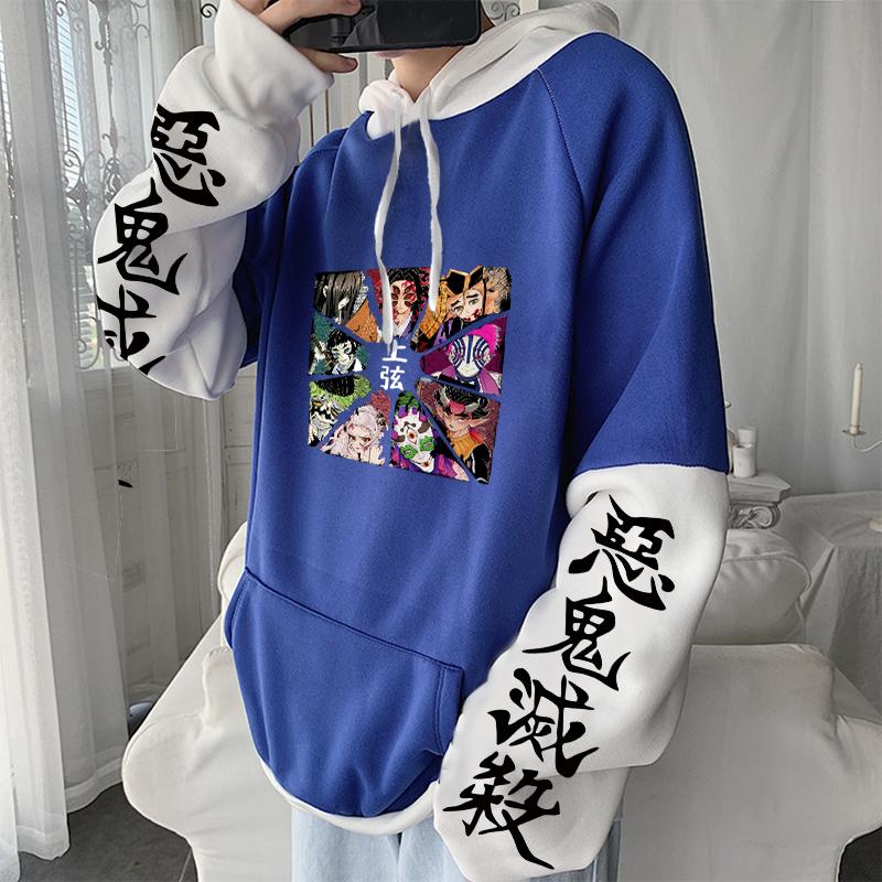 Demon Slayer Japan Anime Harajuku Hoodies Clothes Kawaii Ghost Kokushibou/Douma/Akaza/Hantengu Manga Loose Casual Sweatshirts