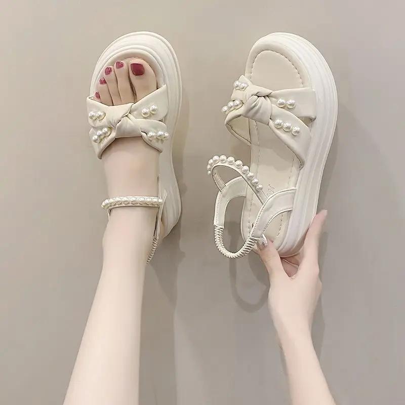 Women's Sandals Roman Style Open Toe Ladies Shoes 2025 Trend Luxury Comfort Shoe Casual Original Chic and Elegant Daily Footwear