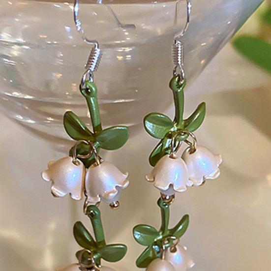 1 Paar Tropfen Ohrringe Piercing Exquisite helle Farbe grüne Blätter Faux Perlen