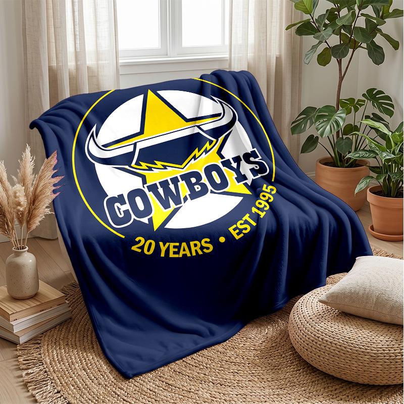 North Queensland CowboysPrinted Flannel Blanket Cozy Skin-Friendly Warm Throw for Couch Bed Indoor Daily Use