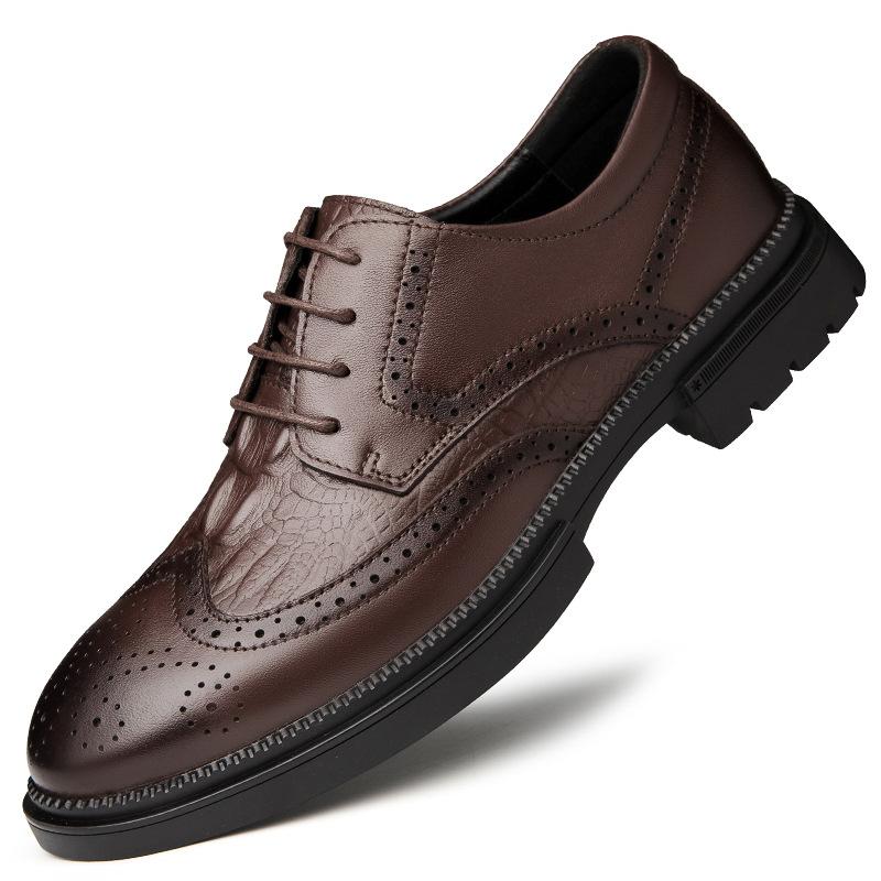 

Мужская обувь Brock из натуральной кожи, деловая, классическая, британская, резная кожа, на шнуровке, дышащая, трендовая, туфли Оксфорд 38