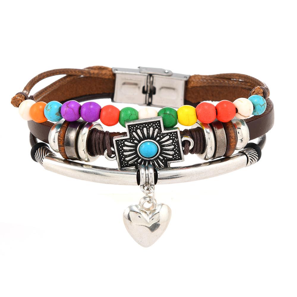 Vintage Viking Style Mens Genuine Leather Bracelet Handmade Craft